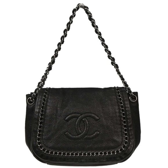 Chanel Black Calfskin Luxury Line Accordion Flap Shoulder Bag 196345 - Picture 1 of 10